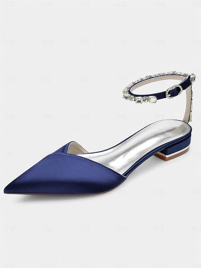 Chic Shoes with – Satin Strap Crystal-Ankle Wedding Black