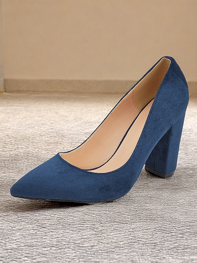 Heels Pointed Suede Toe Block Heel High | Women's Classic