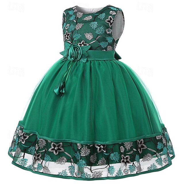 Flower 3D Girl Party Sleeveless Girls' Dress