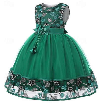 Flower 3D Girl Party Sleeveless Girls' Dress