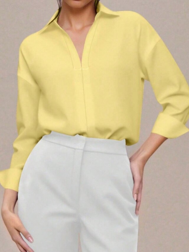 Women's Shirt Blouse Plain Stylish Basic Casual Long Sleeve