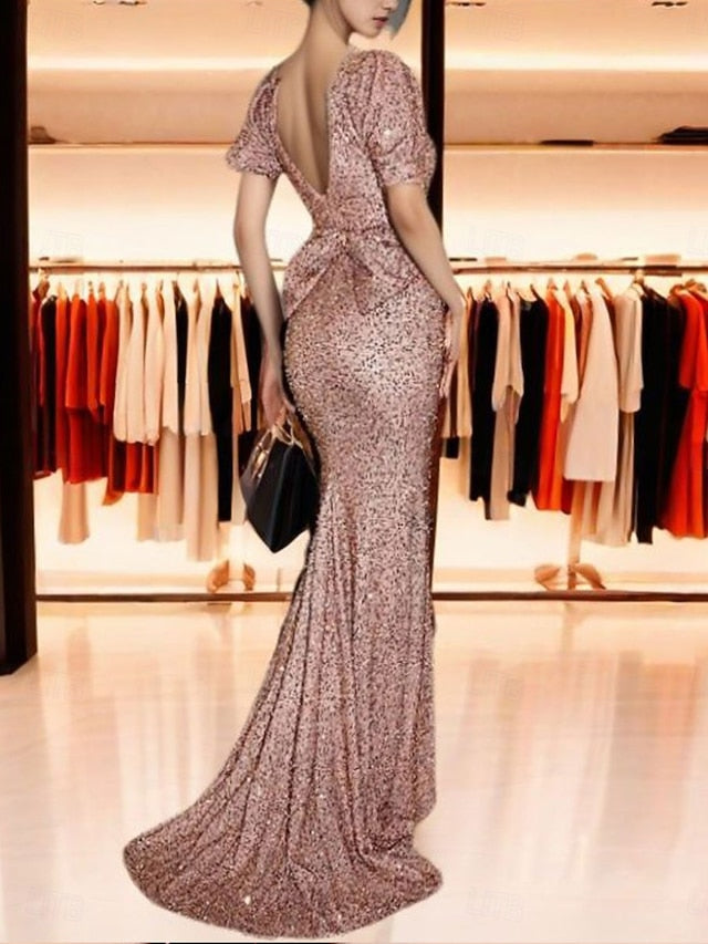 Mermaid Trumpet Sweep Brush Train Prom Dresses Evening Gown