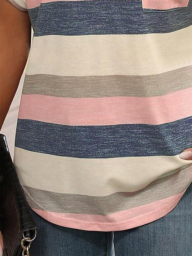 Women's T Shirt Striped Fashion Modern Casual Short Sleeve