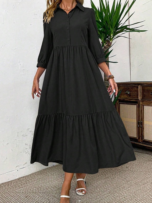 Women's Midi Dress Shirt Dress Fashion Modern Outdoor