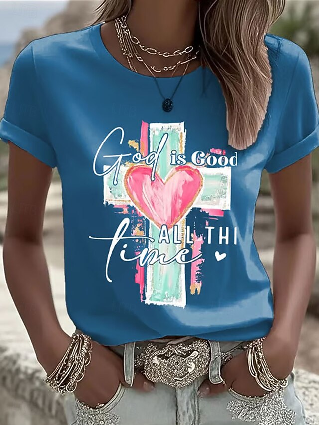 Women's T Shirt Print Graphic Letter Vintage Stylish