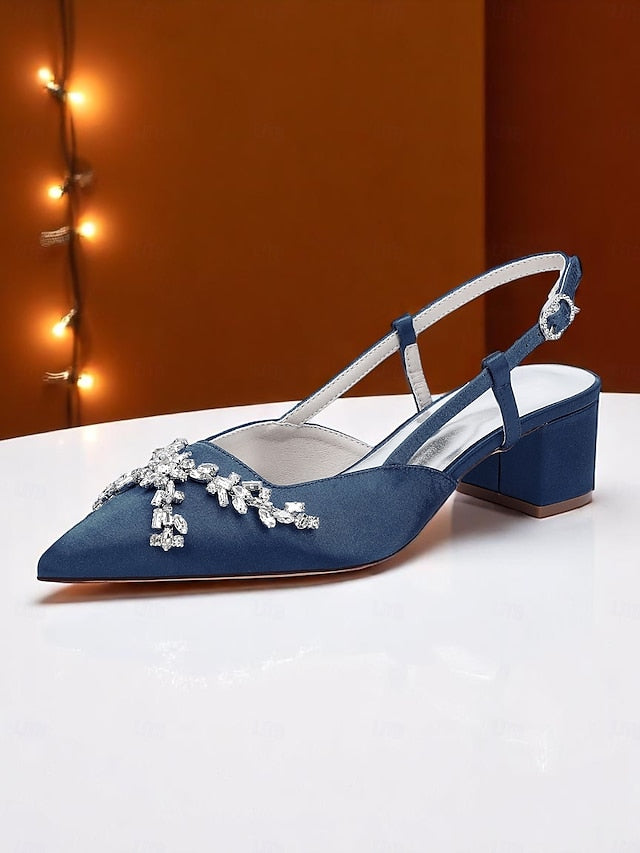 Slingback Satin Black Women's Heels