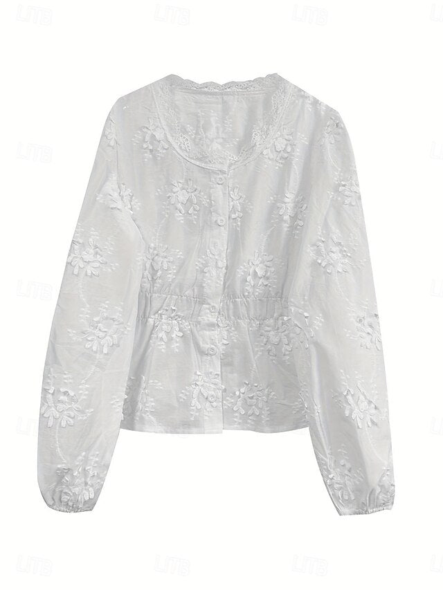 Women's Shirt Blouse Lace Tops Lace Plain Stylish Classic