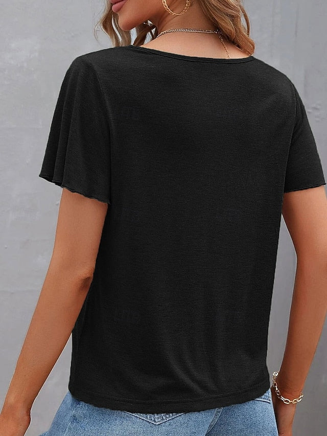 Women's T Shirt Plain Fashion Modern Casual Short Sleeve V