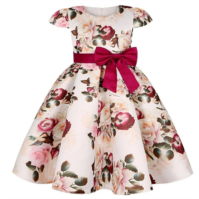 Dress Short Sleeve Flower Kids Girls' Party Floral