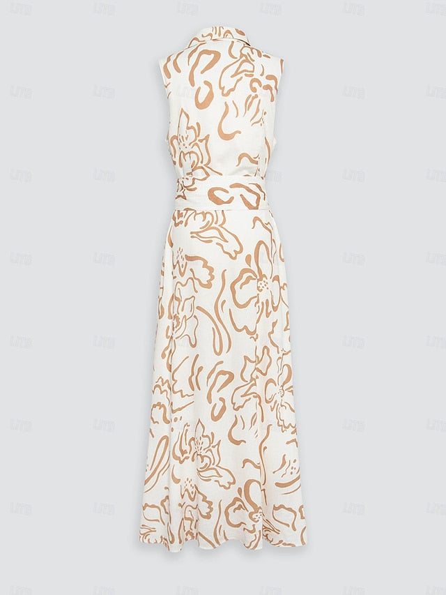 Women's Sleeveless Maxi Shirt Dress Summer A Line Shirt