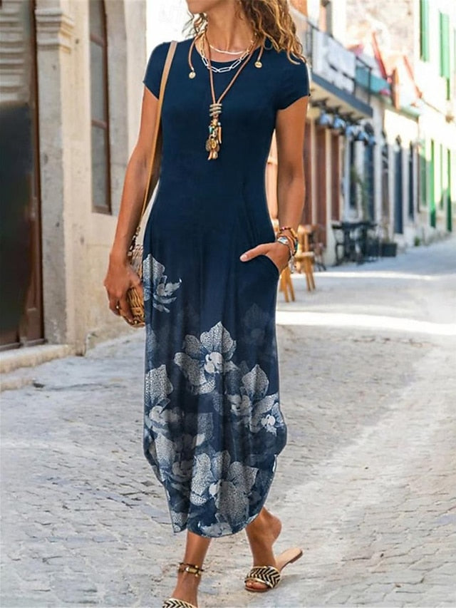 Women's Floral Dress Sleeveless Midi Casual Flowy Summer