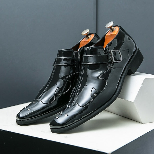 Strap Black Shoes Monk – Men's Leather Formal