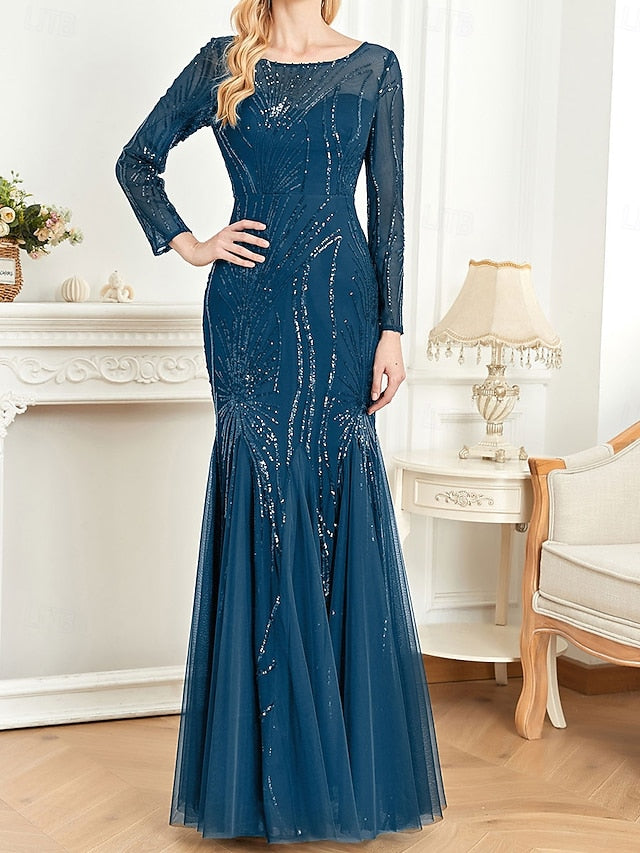 Mother of the Bride Dress Crew Floor Neck Elegant Party