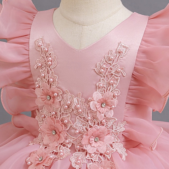 Dress Floral Kids Girls' Asymmetrical Party