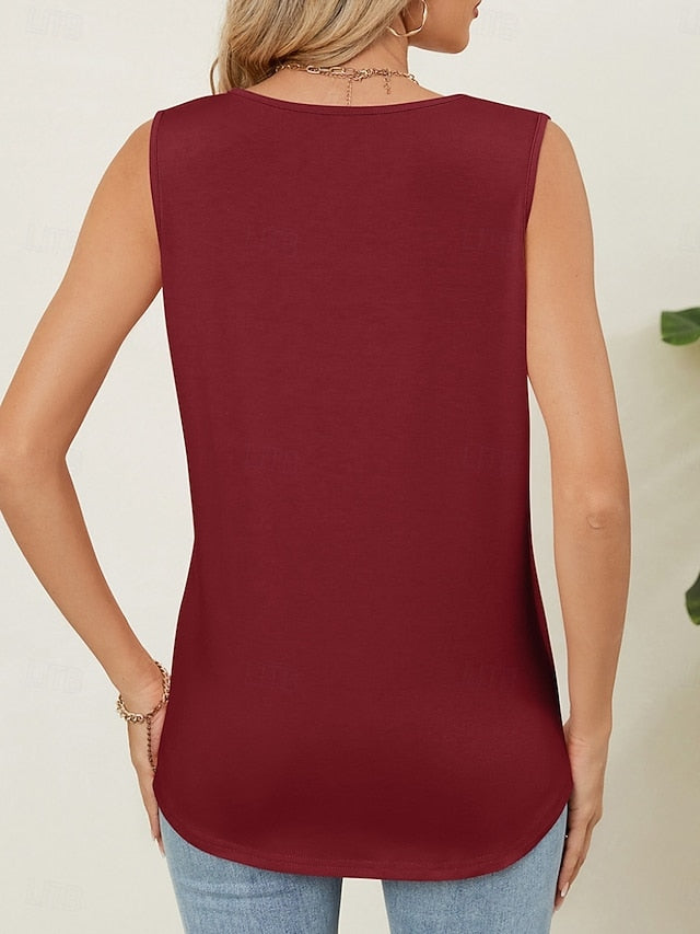 Women's Tank Top Solid Color Stylish Casual Sleeveless Crew
