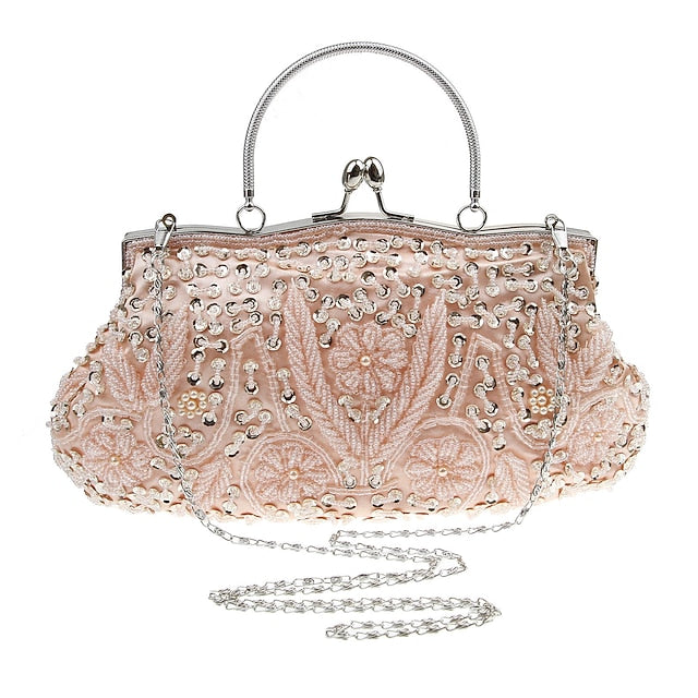 Beaded Evening White Clutch – Purse Vintage Women's