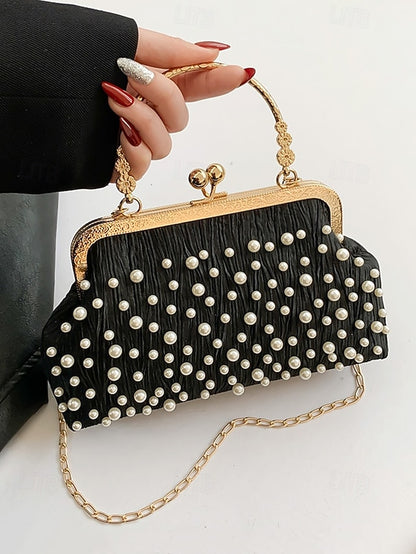 Elegant Vintage Bag – Beaded Evening Clutch Pearl Women's