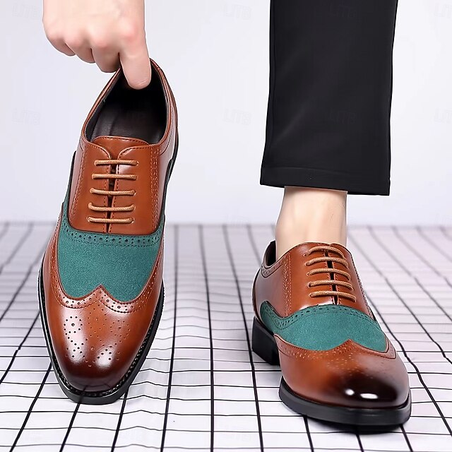 Brown Oxford Men's Shoes Green and – Wingtip in Two-Tone