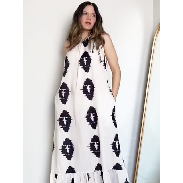 Women's Print Print Halter Neck Maxi long Dress Daily