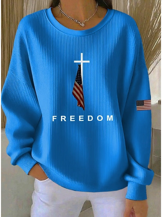 Independence Day Patriotic Shirt Women's Textured Pullover