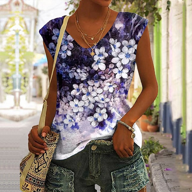 Women's Camisole Tank Top Basic Floral Print Sleeveless