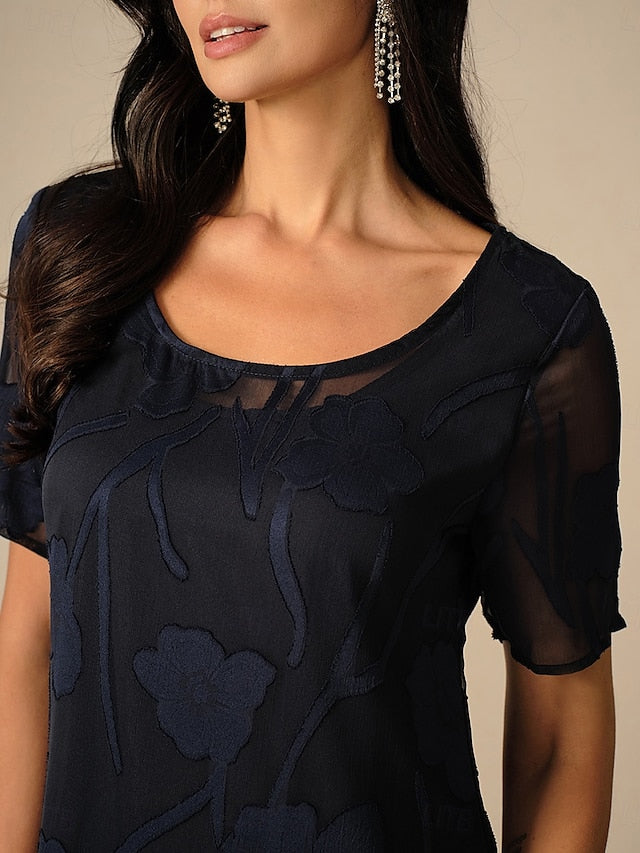 Women's Knee Length Dress Chiffon Dress Elegant Casual