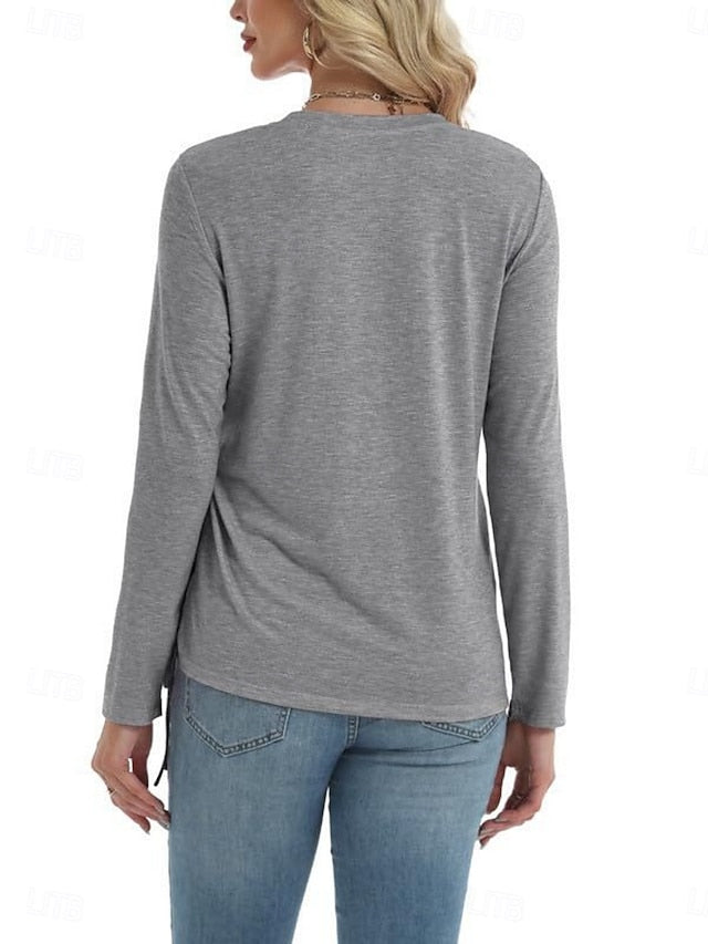 Women's Blouse Drawstring Solid Color Daily Stylish Casual