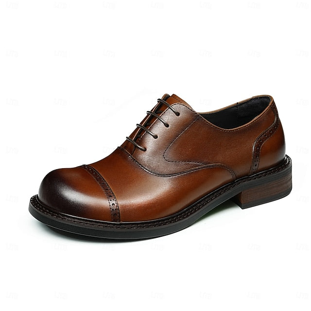 Toe Oxford Leather First Shoes- Cap Men's Genuine