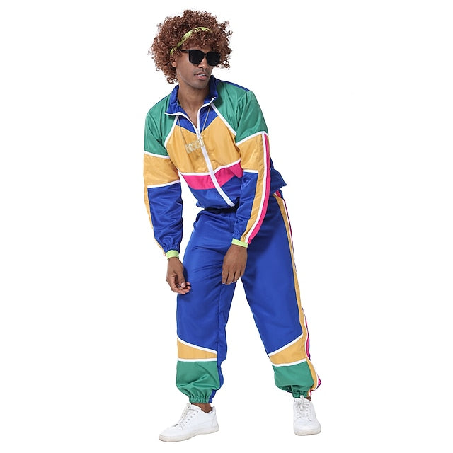 Retro Vintage 1980s Workout Outfits Cosplay Patchwork Fancy