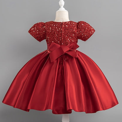 Sequin Short Girls' Toddler Wedding Sleeve Party Dress