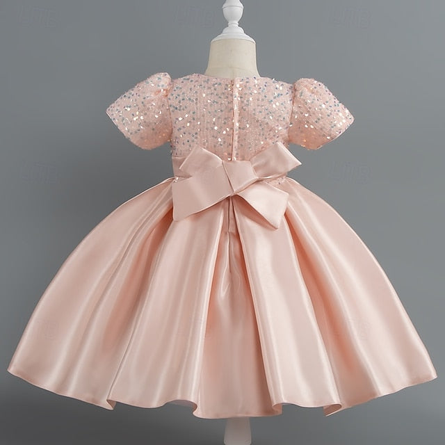 Sequin Short Girls' Toddler Wedding Sleeve Party Dress