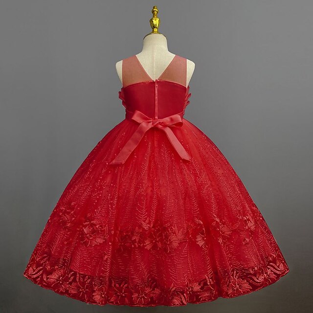 Kids Dress Flower Solid Girls' Girl Colored