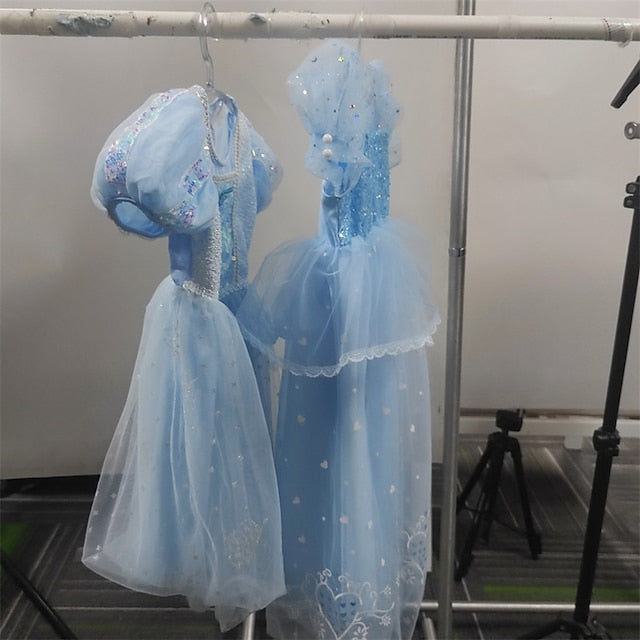 Girl Cloak Dress Cosplay Elsa Flower Frozen Princess