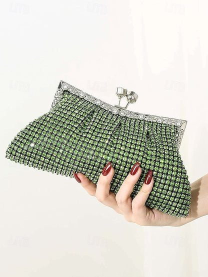 – Clutch Women's Vintage Sage Rhinestone Green Purse