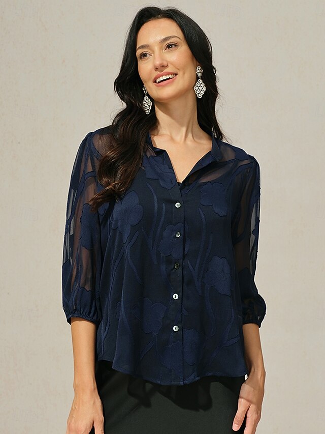 Women's Blouse Button-Up Shirt with Camisole Floral