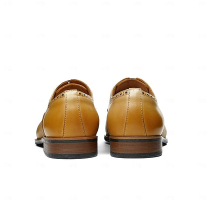 with Shoes Wingtip Oxford Men's Genuine Light Leather Brown