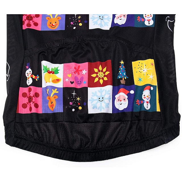 Women's Cycling Jersey Santa Claus Patterned Funny Long