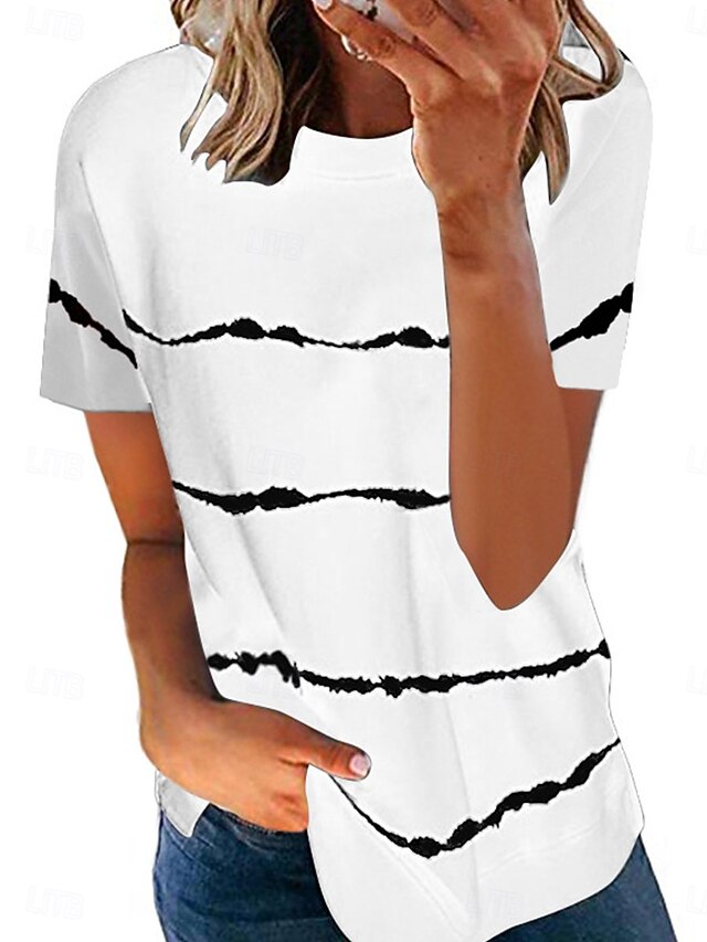 Women's Blouse Pocket Buttons Graphic Stylish Casual Short