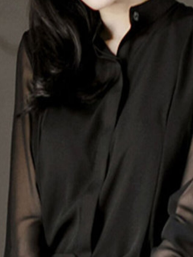 Women's Shirt Blouse Buttons Plain Stylish Basic Long