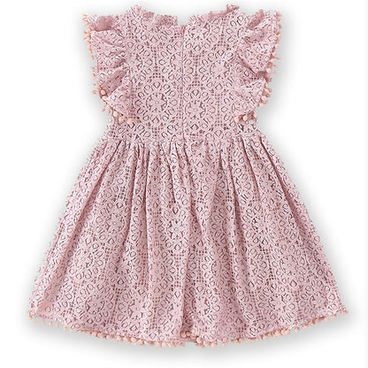 Solid Color Sleeve Girls' Short Party Dress Kids