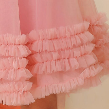 Party Kids Color Girls' Solid Sleeveless Dress Floral