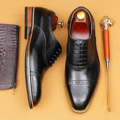 with Shoes Wingtip Oxford Men's Genuine Light Leather Brown