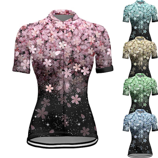 Women's Cycling Jersey Floral Botanical Short Sleeve Bike
