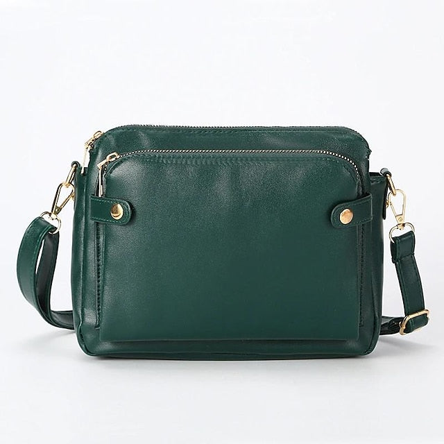 Shoulder Leather Women's Vintage Three-Layer Crossbody
