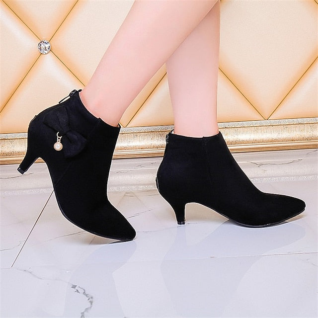 and Bow Boots Women's Pearl Pink Charm Ankle with Suede