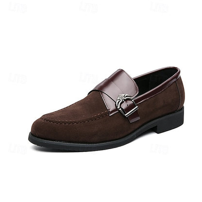 Men's Leather Metal and Loafers Suede Strap with Patent