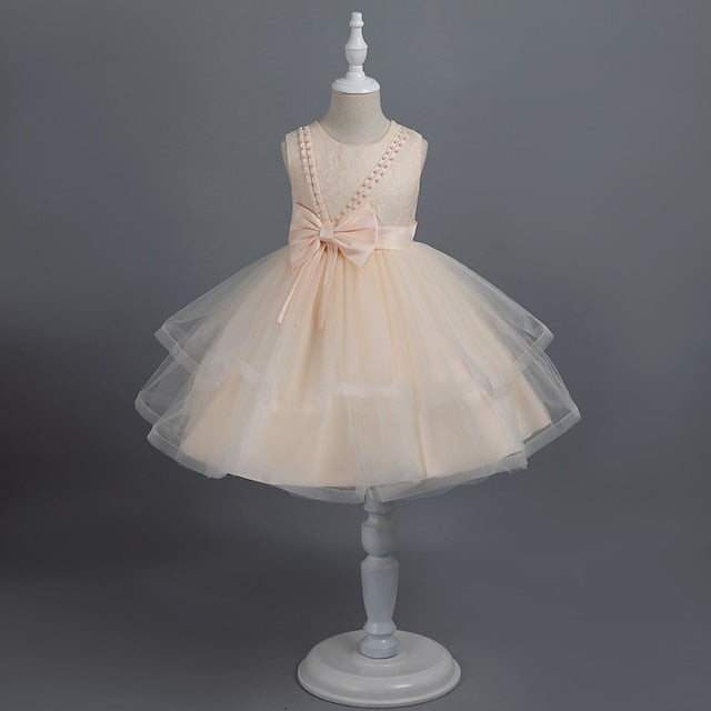 Dress Toddler Sleeveless Party Girls' Solid Color