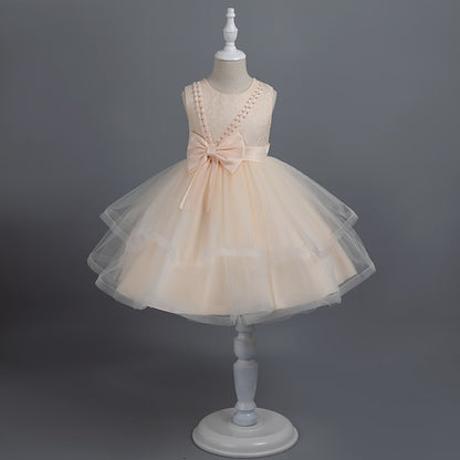 Dress Toddler Sleeveless Party Girls' Solid Color