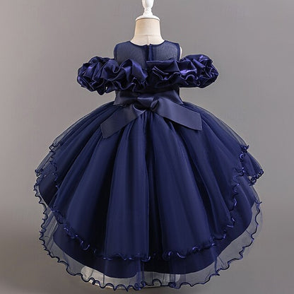 Short Flower Dress Party Kids Sleeve Wedding Girls' Floral