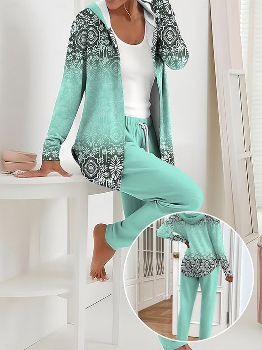 Women's 2 Pieces Hoodie Tracksuits Pants Sets Long Sleeve